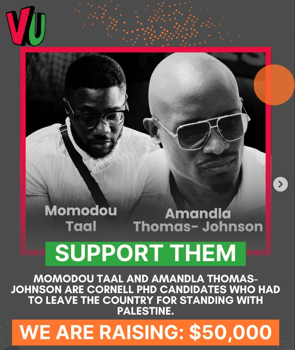 Capture écran du compte instagram vohuxmedia sur la campagne de levée de fonds de Momodou Taal et Amandla Thomas-Johnson